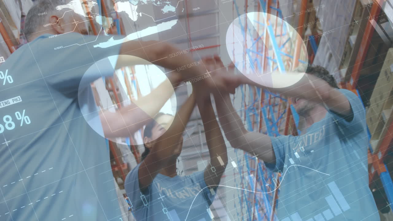 animación del procesamiento de datos sobre las personas que trabajan en el almacén