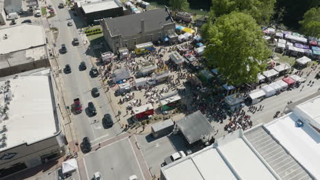 Aerial-View-Of-Event-During-Dogwood-Festival-In-Siloam-Springs,-Arkansas---drone-shot