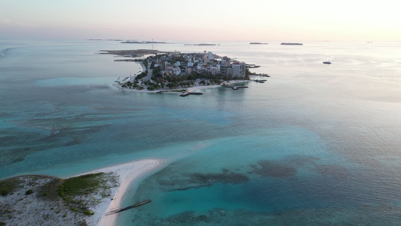 Aerial View of a Tropical Island in the Maldives