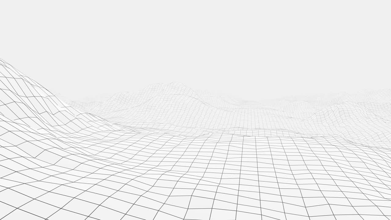 Sorvolo di un paesaggio futuristico. Animazione in loop continuo