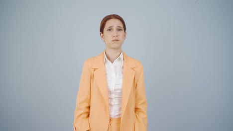business woman examines paperwork and gets upset.