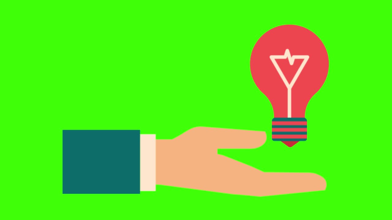 Animation of a hand with an idea icon on a green screen