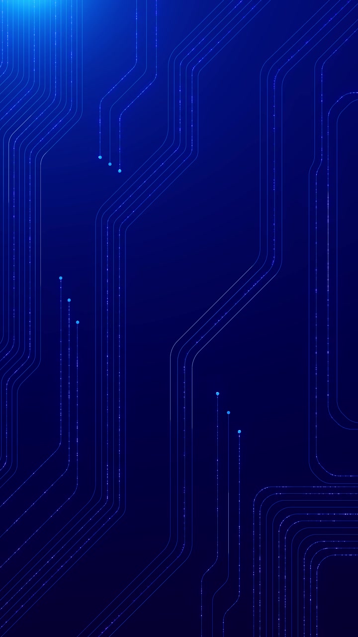Blue circuit line technology background with clean electronic paths glowing nodes and deep digital