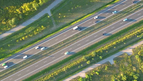 aerial top view of highway road