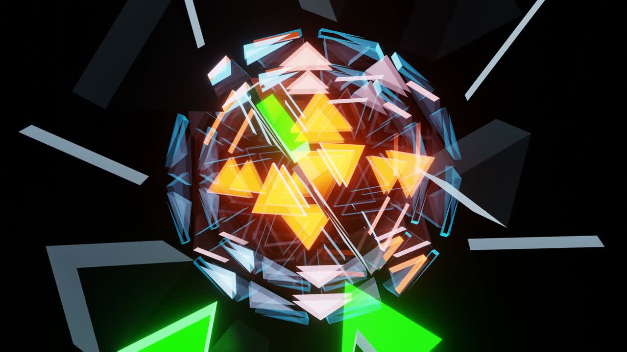 круговое вращение абстрактной сферы треугольников.