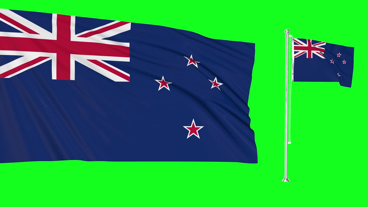녹색 스크린 뉴질랜드 2개의 발을 흔들고 뉴질랜드 오스트레일리아 발 기둥 애니메이션 3d 크로마 키