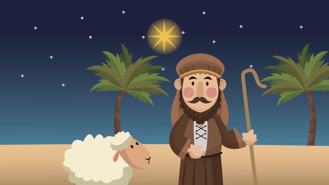 animación de navidad con san josé y el cordero