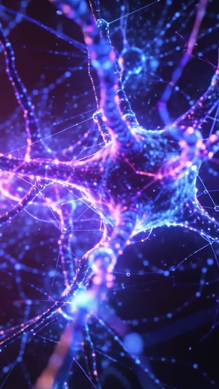 Frame pulling back neuron soma expanding filament pulsing nodes lighting network forming for tech