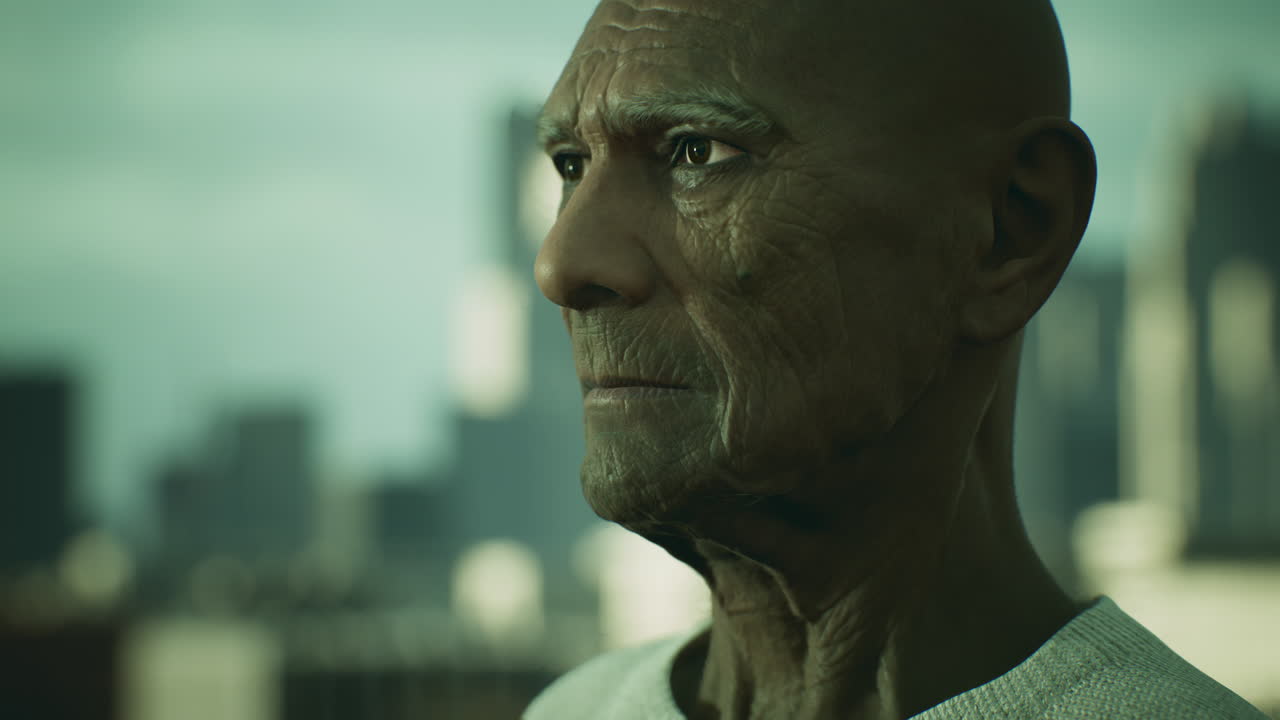 anciano asiático en la ciudad