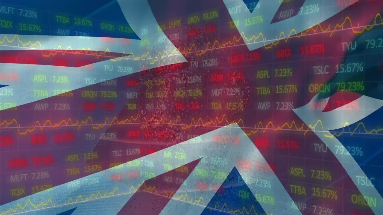 스마트 폰을 사용하는 사업가에 대한 금융 데이터 처리 애니메이션