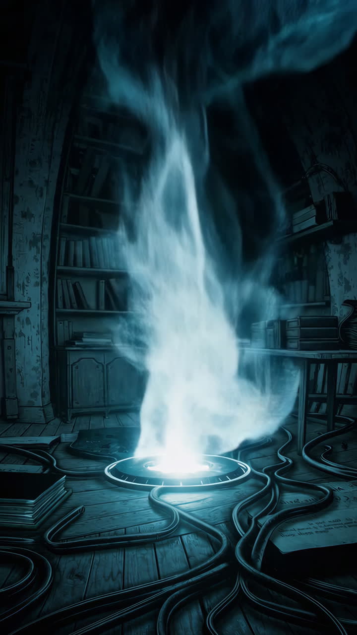 Mystisk portal i et gammelt bibliotek