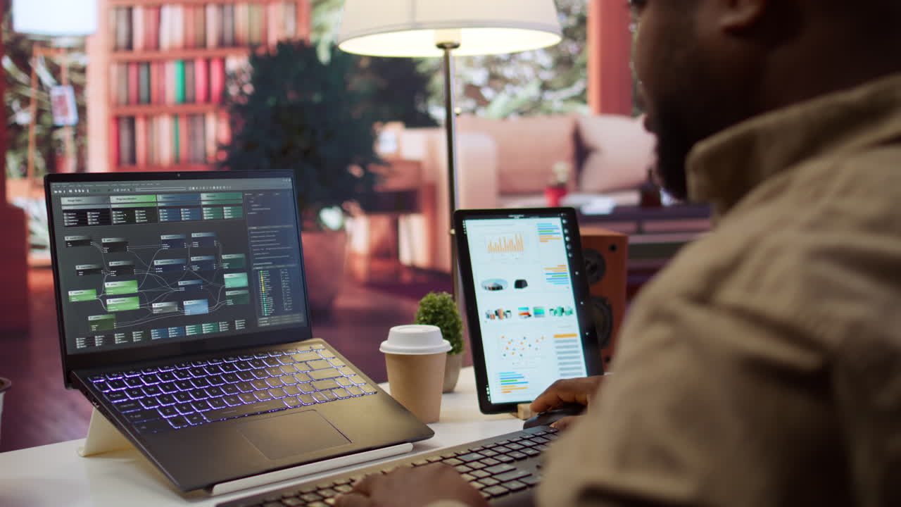 Professional software developer at desk working on AI coding