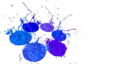 las pinturas 3d bailan en 4k sobre un fondo blanco. simulación de salpicaduras de tinta en un altavoz musical que reproduce música. hermosas salpicadures como un fondo brillante en ultra alta calidad.
