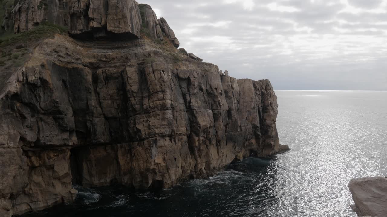 La Piedra Blanca at Dichoso Peninsula, Suances, Cantabria, Spain, rocky cliffs by the sea