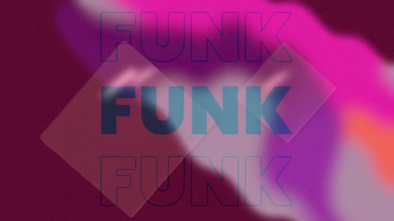 Animazione del testo "Funk" su sfondo colorato
