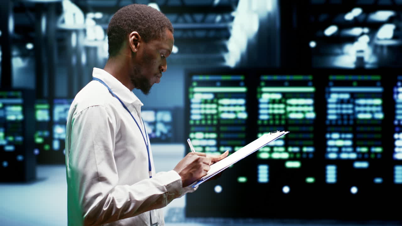 Expert assessing cybersecurity dangers
