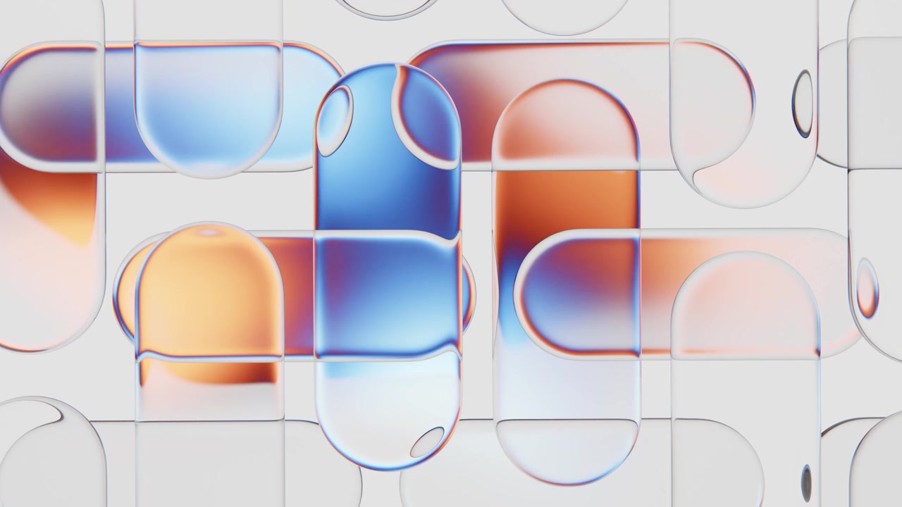Abstract Motion Graphics with Floating Glass Capsules