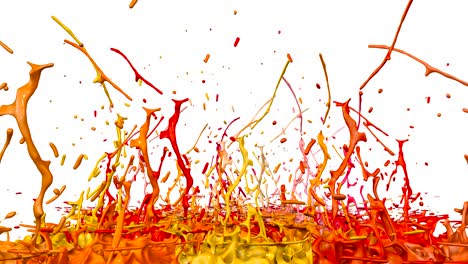 3d paints dance in 4k on white background. simulation of splashes of ink on a musical speaker that play music. beautiful splashes as a bright background in ultra high quality. version shades of red 7