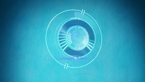 Animation-of-blue-clock-over-blue-background