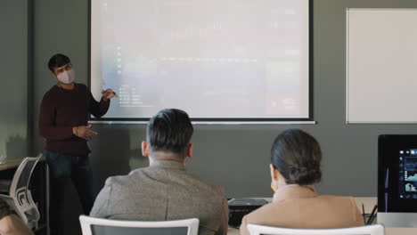 business presentation with a mask