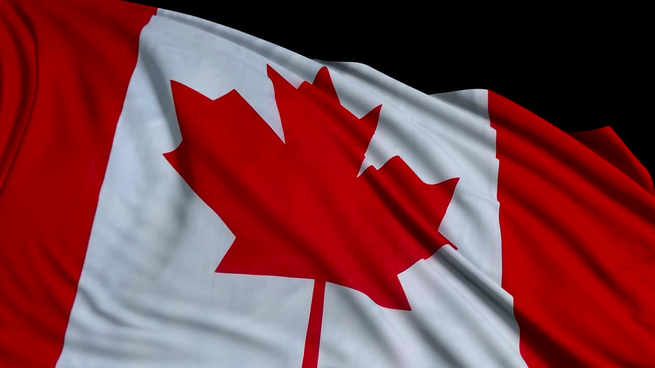 Flag of Canada waving at wind