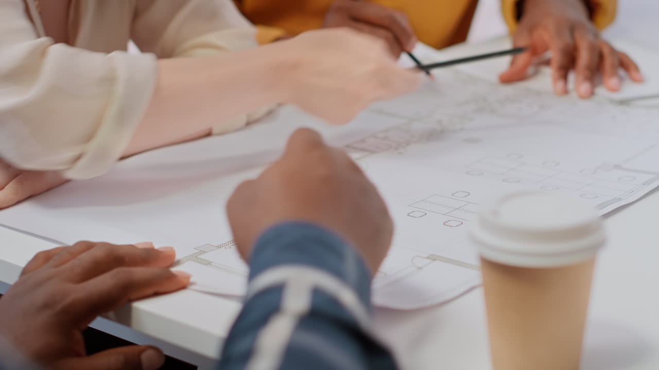 equipo de corredores y empresario discutiendo un potencial inmobiliario