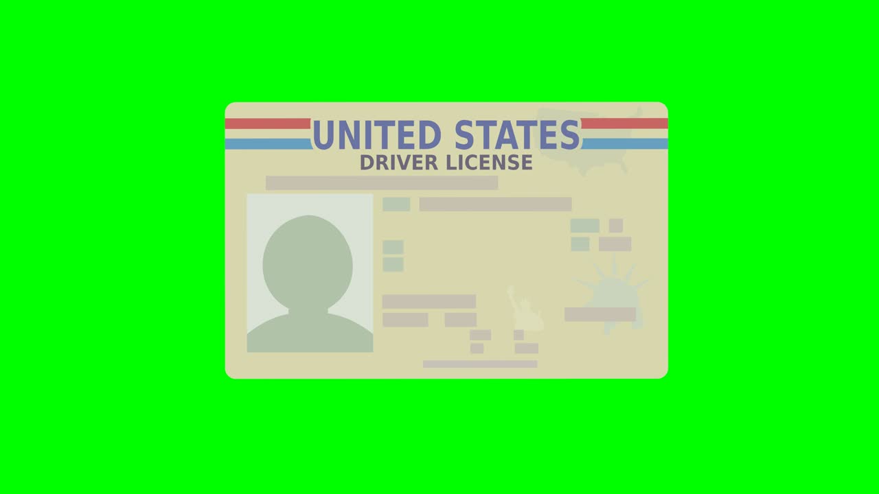 una mano presenta una licencia de conducir de los estados unidos (diseño plano)