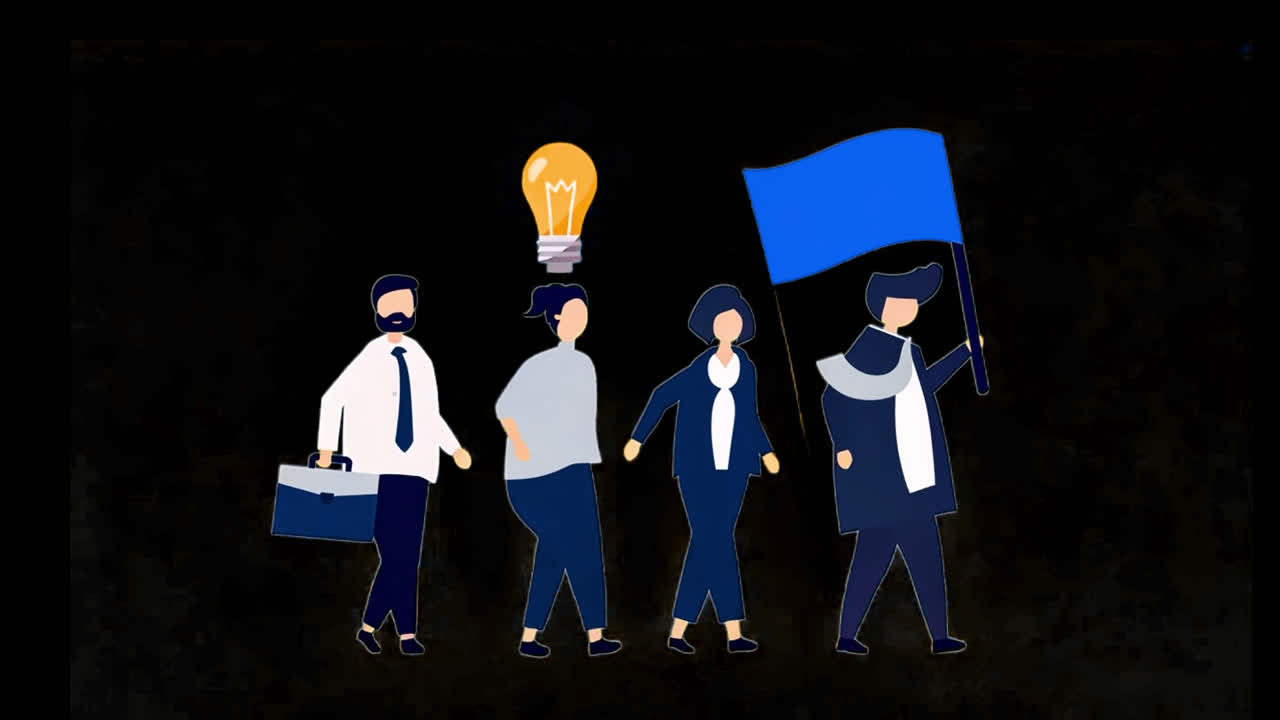 Teamwork innovation lederskab fremskridt animation isoleret aktiv, transparent 4K video, alfa