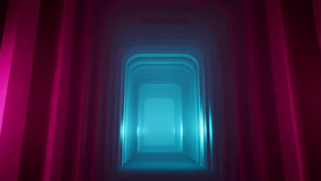 abstract neon tunnel with glowing pink and blue lights