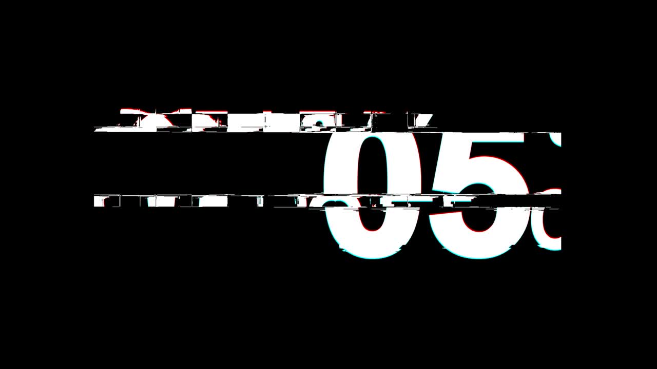 05% Percent off Glitch Effect Text Digital TV Distortion 4K Loop Animation