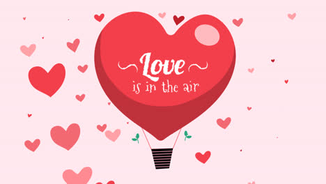 motion graphic of happy valentine's day background with hot air balloon heart