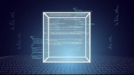animación del cuadrado con procesamiento de datos a través de codificación binaria.