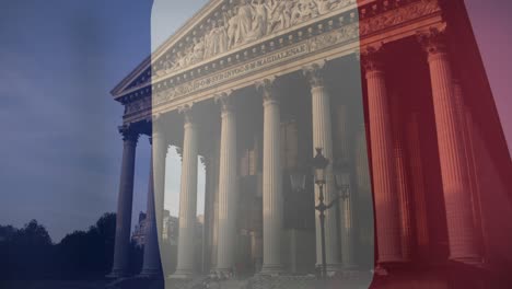 animation of flag of france over pantheon