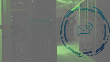 animación de correo electrónico y procesamiento de datos digitales a través de servidores informáticos