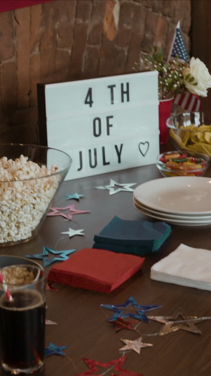 American Flag with String Lights