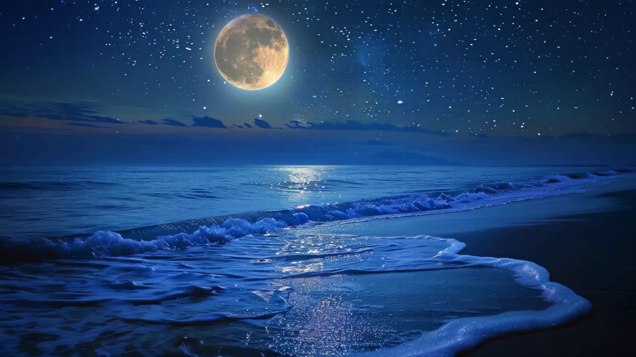 Moonlight Beach at Night