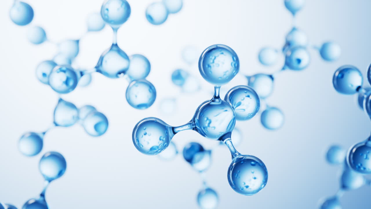 생물학 및 화학 개념을 가진 분자, 3d 렌더링