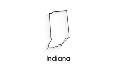 estado de indiana de los estados unidos de américa. marcador de ubicación de línea animada en el mapa. fácil de usar con el modo de transparencia de pantalla en su video.