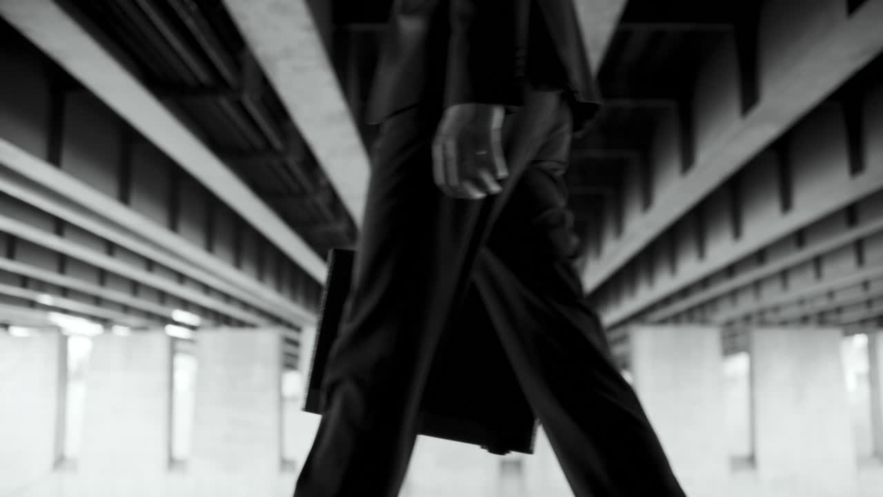 Businessman Walking Under a Bridge