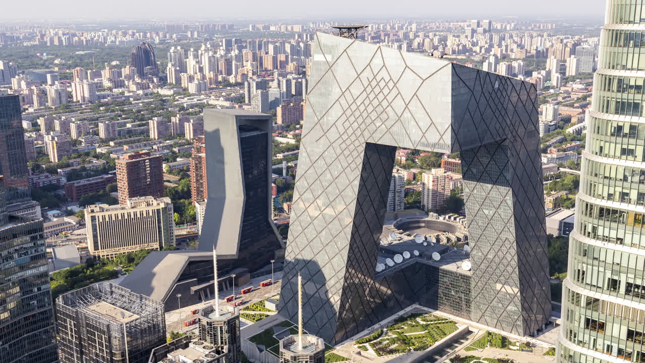 Timelapse of the Beijing city skyline from a high vantage point