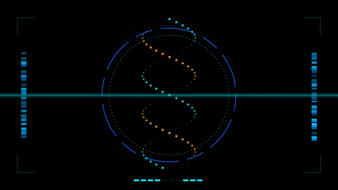 Digital DNA Helix Animation on Futuristic HUD Interface