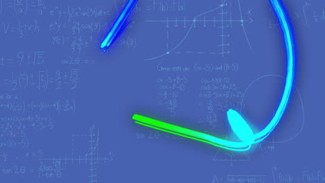 animación de un rastro de luz brillante y procesamiento de datos digitales sobre un fondo azul