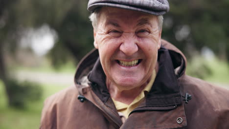 face, smile and funny with a senior man laughing