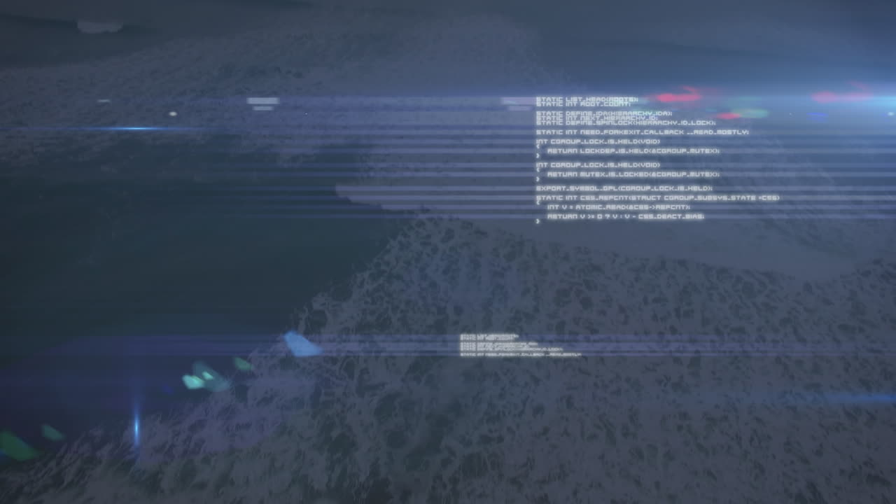 animación del procesamiento de datos sobre el paisaje marino