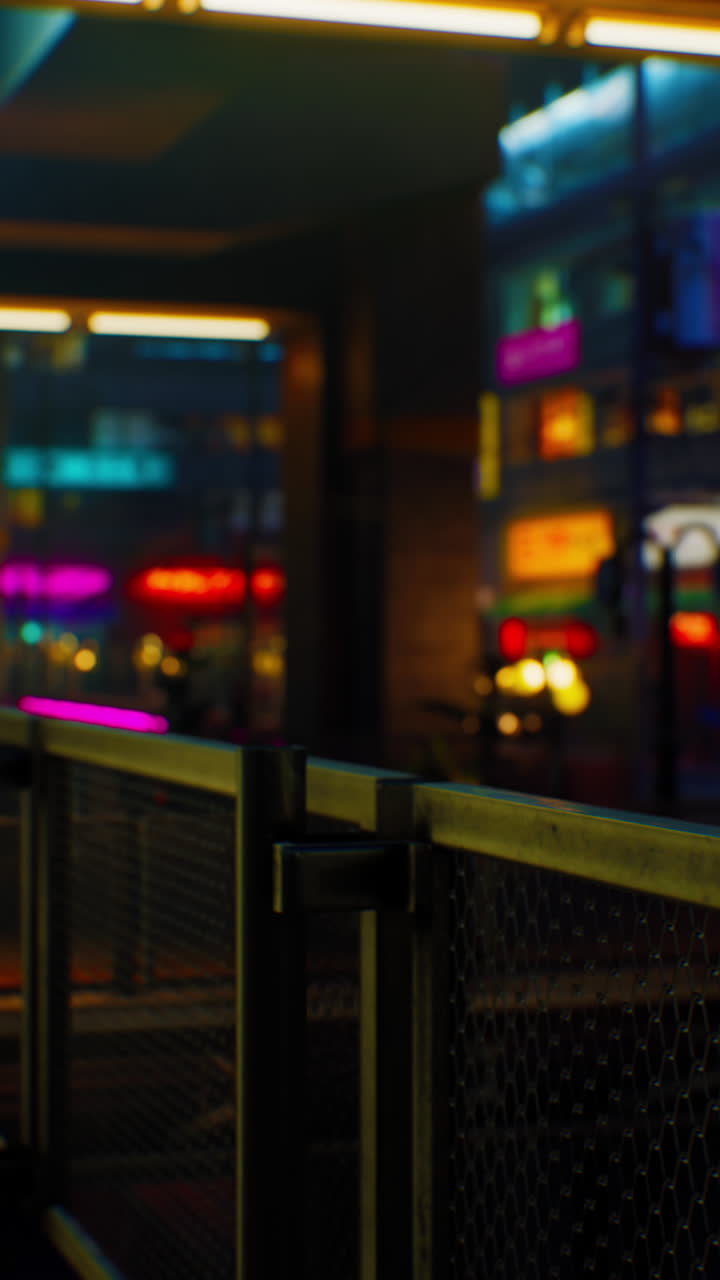 scena notturna della città giapponese con luci al neon