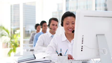 business people working in call center