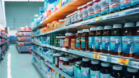pharmacy shelves with medication