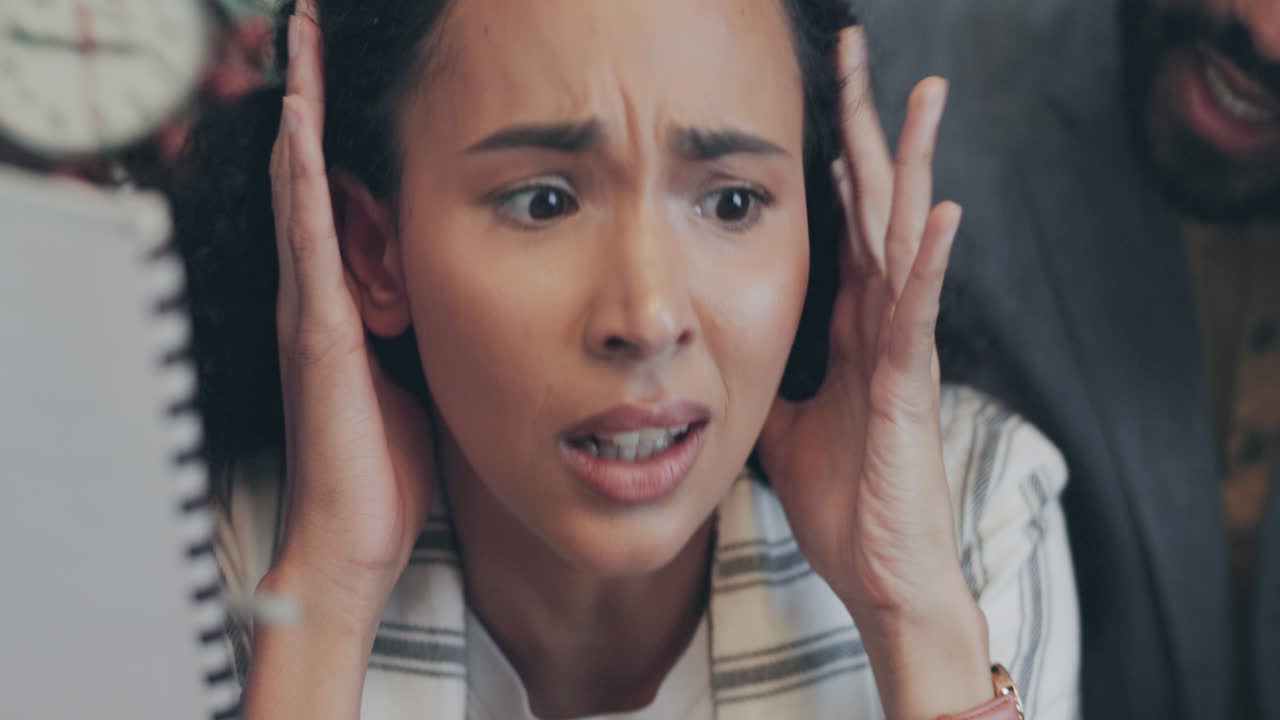 여성, 얼굴과 불안 과 압도적 인 스트레스