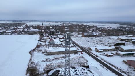 cell tower mobile 5g mast transmission phone, winter snow