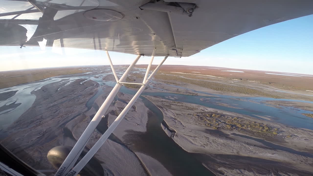 Aerial View of River Landscape from Airplane